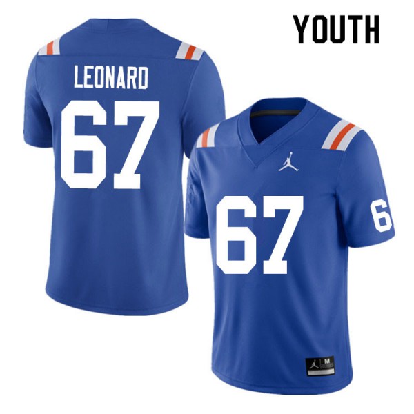 Youth #67 Richie Leonard Florida Gators College Football Jerseys Throwback